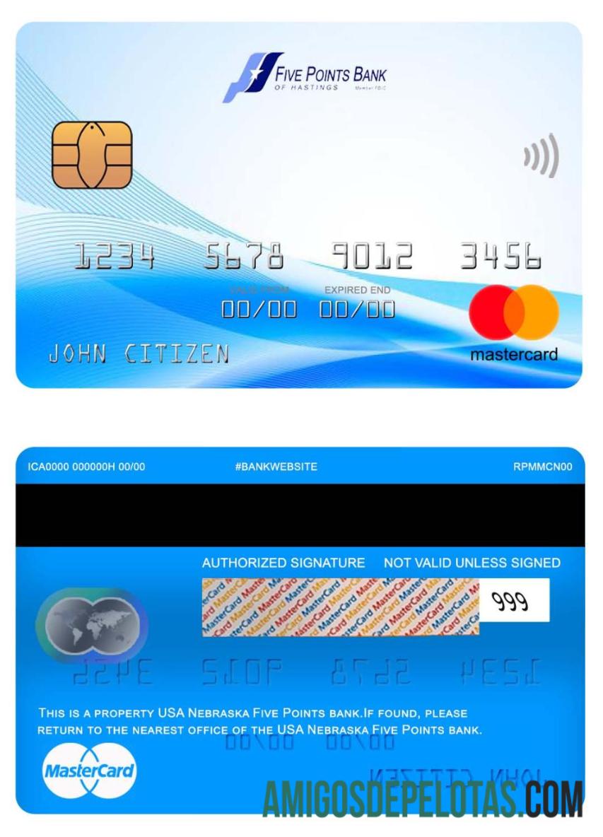 EUA Nebraska Five Points Bank Mastercard exemplo